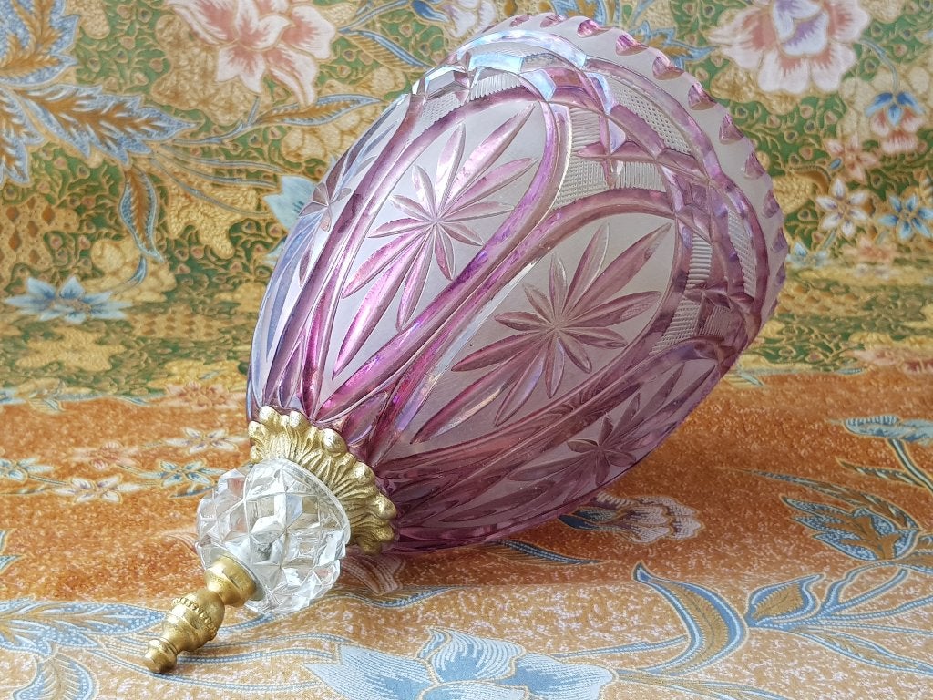 Grote oude dome tafelbel uit Engeland van kristal en koper., Ophalen of Verzenden