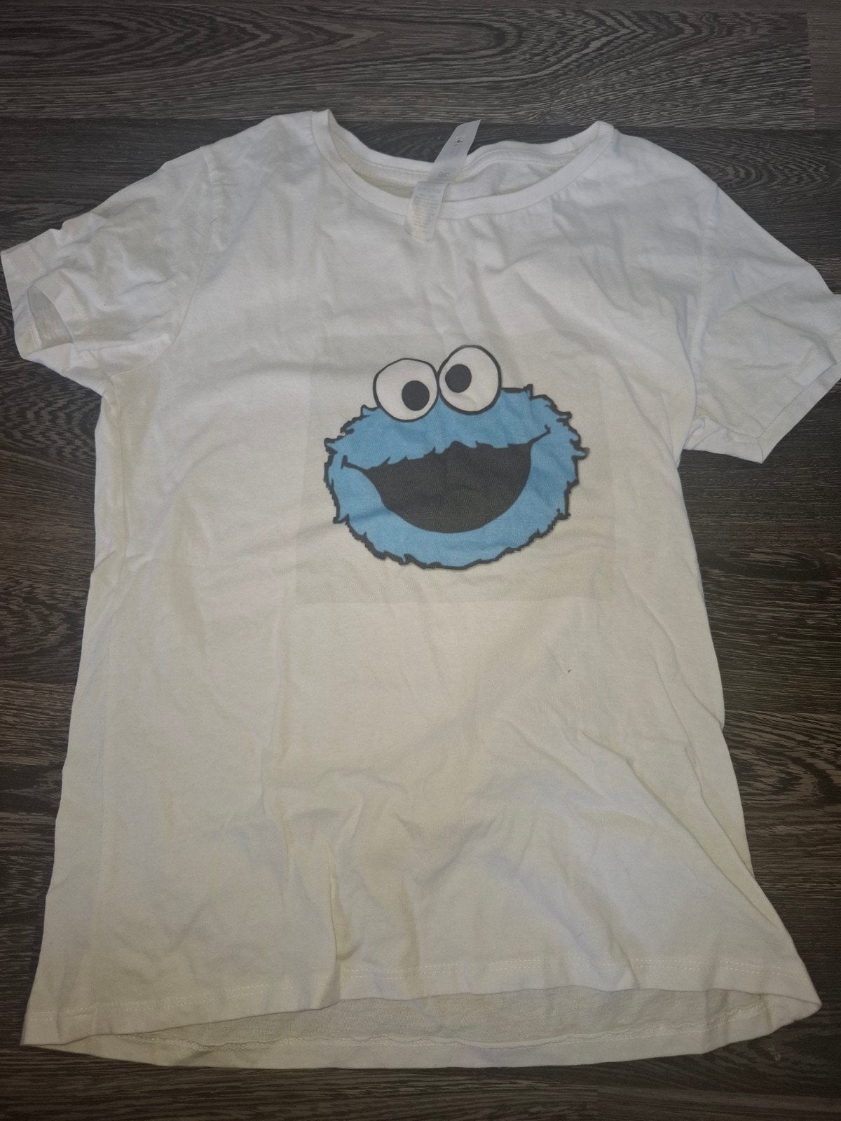 Wit T-shirt met Cookie Monster logo, Wit, Ophalen of Verzenden, Zo goed als nieuw, Korte mouw
