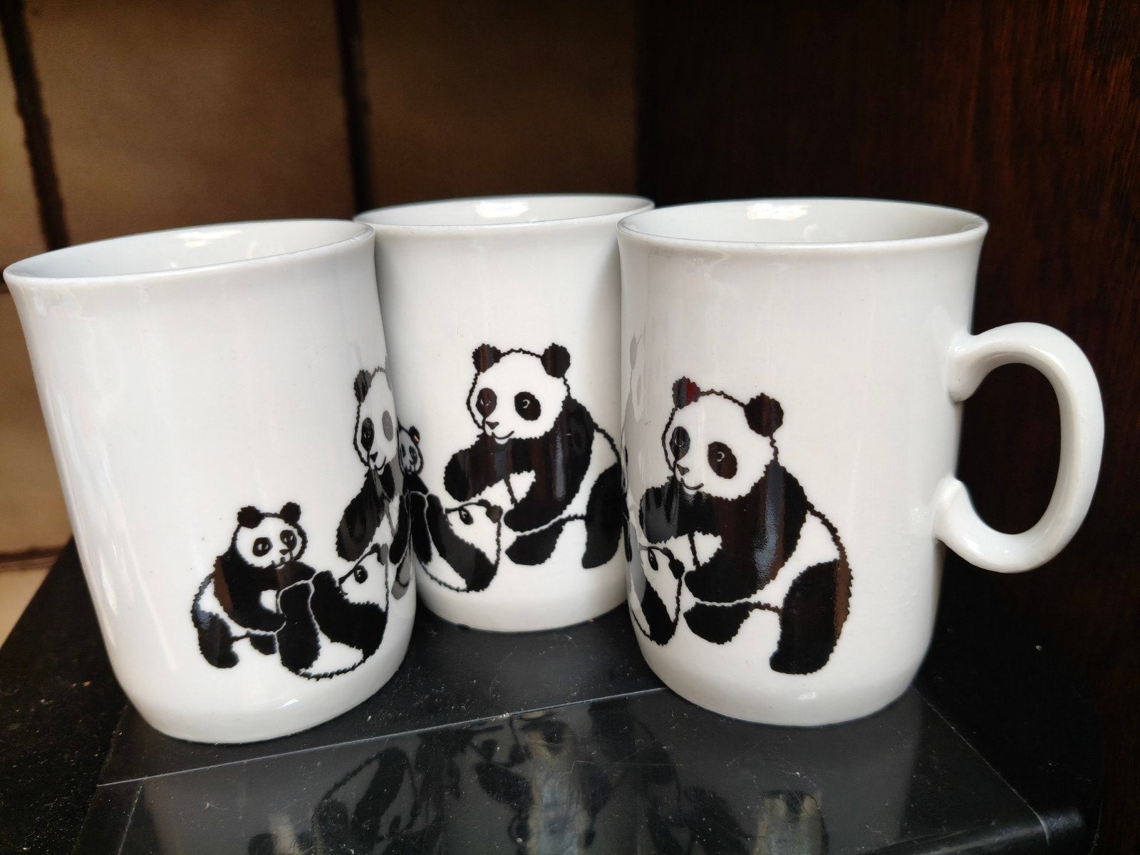 Set van 3 Panda Mokken - Zo goed als nieuw, Overige typen, Ophalen of Verzenden, Zo goed als nieuw, Steen/keramiek