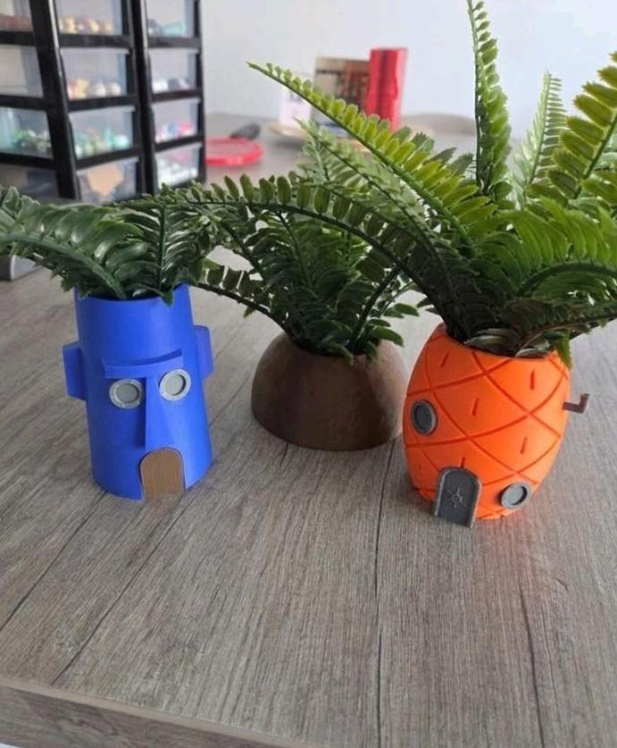 Spongebob en Patrick bloempotten (Bikini Broekstraat), Binnen, Overige typen, Nieuw, Ophalen of Verzenden