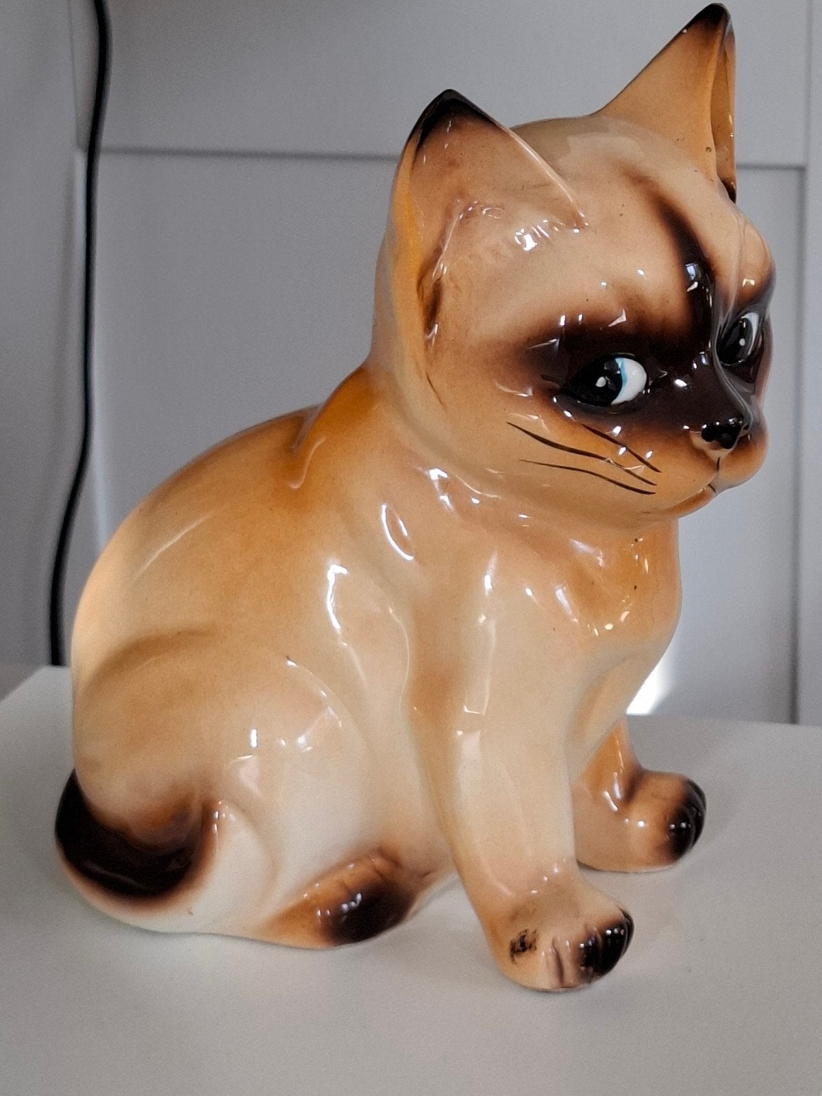 Vintage Kattenbeeld- 16 cm - 70s, Verzamelen, Ophalen of Verzenden, Zo goed als nieuw, Steen, Aardewerk of Keramiek, Dier