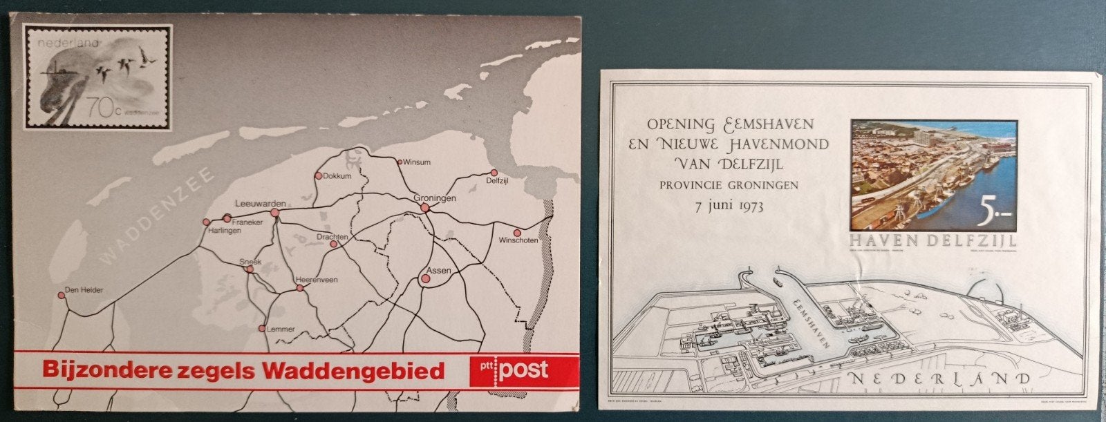 Waddenzee + Eemshaven, Ophalen of Verzenden, Na 1940, Gestempeld