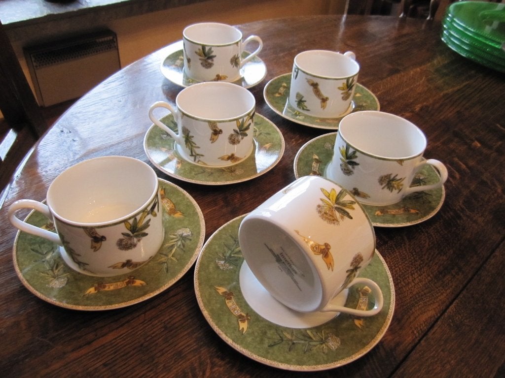 Zes cups en bordjes International interior porselein PTS -, Verzenden