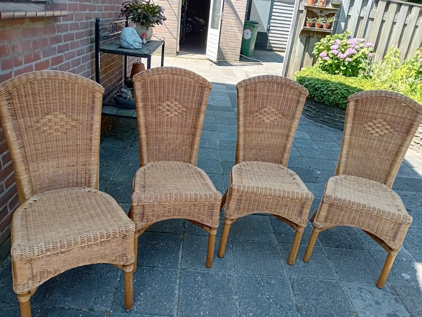 4x rieten stoelen, Huis en Inrichting, Ophalen of Verzenden