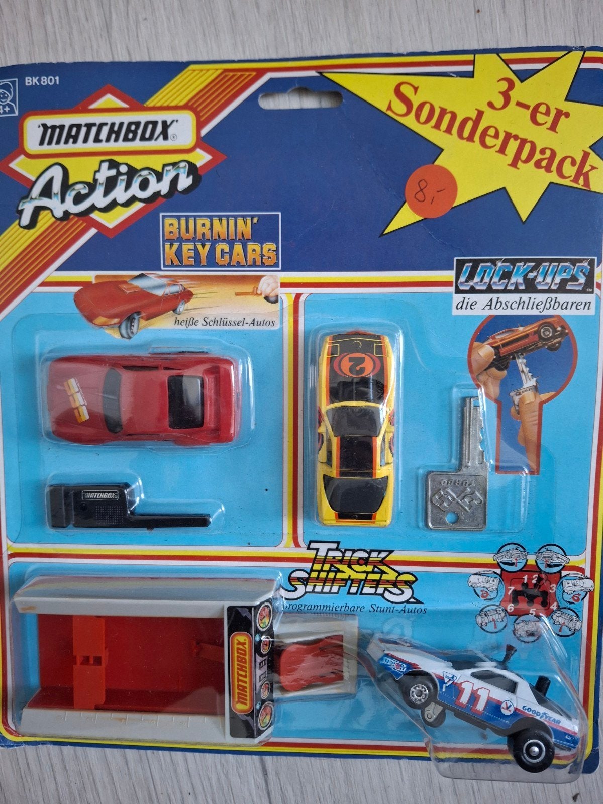 Matchbox Action 3-pack: Burnin' Key Cars, Lock-Ups, Trick Sh, Hobby en Vrije tijd, Modelauto's | 1:50, Ophalen of Verzenden, Nieuw