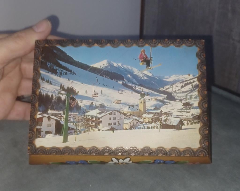Reuge souvenier muziekdoos Saalbach ski oord Oostenrijk, Antiek en Kunst, Curiosa en Brocante, Ophalen of Verzenden