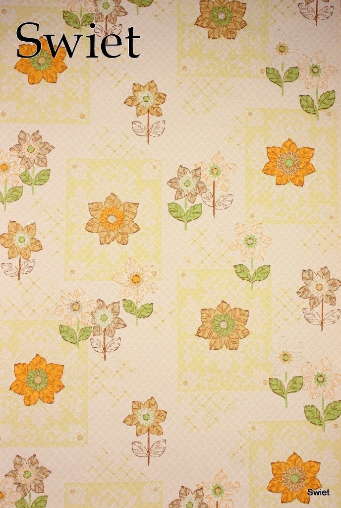 5022 sixties bloemenbehang oranje groen retro stijl swiet, Verzenden, Bruin