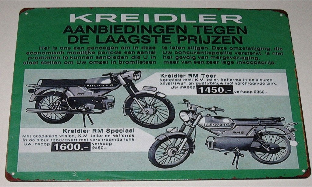 KREIDLER : Metalen Bord Kreidler Reclame, Ophalen of Verzenden, Gebruikt, Reclamebord