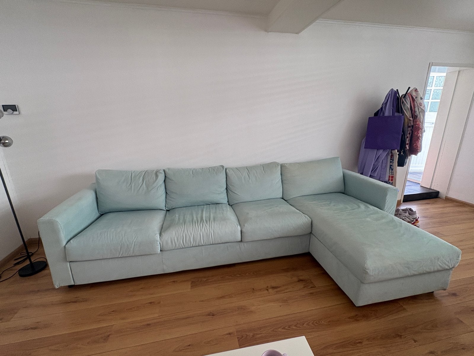 IKEA Vimle Hoekbank Saxemara Lichtblauw 320cm, Huis en Inrichting, Ophalen, Gebruikt, Minder dan 75 cm, Hoekbank