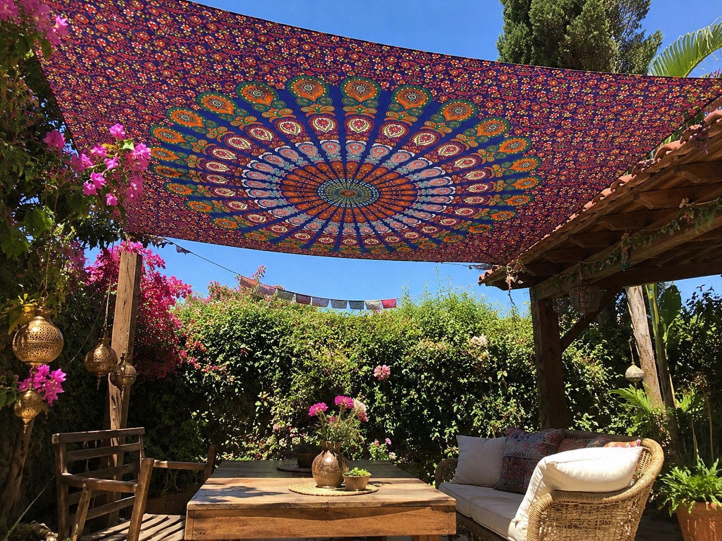 Mandaladoek wandkleed Grand foulard bedsprei Ibiza Boho, 3811JM, Info@rodebeagle.nl, Rode Beagle kunstbloemen, Nieuw