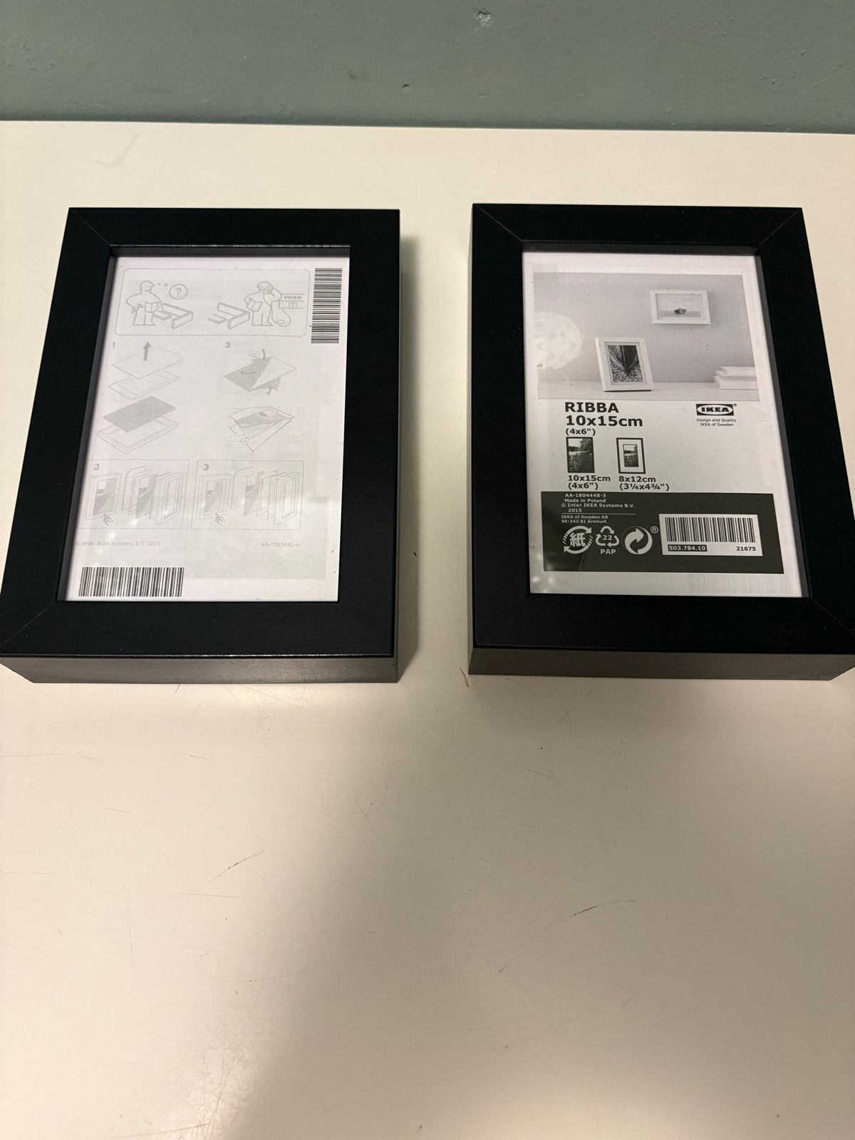2x IKEA RIBBA fotolijst 10x15cm zwart, Huis en Inrichting, Ophalen of Verzenden, Zo goed als nieuw, Fotolijst, Hout