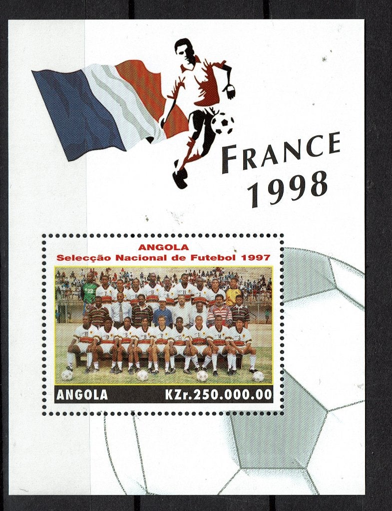 ANGOLA 1997 PF BLOK VOETBAL SOCCER SPACE, Ophalen of Verzenden, Postfris, Sport