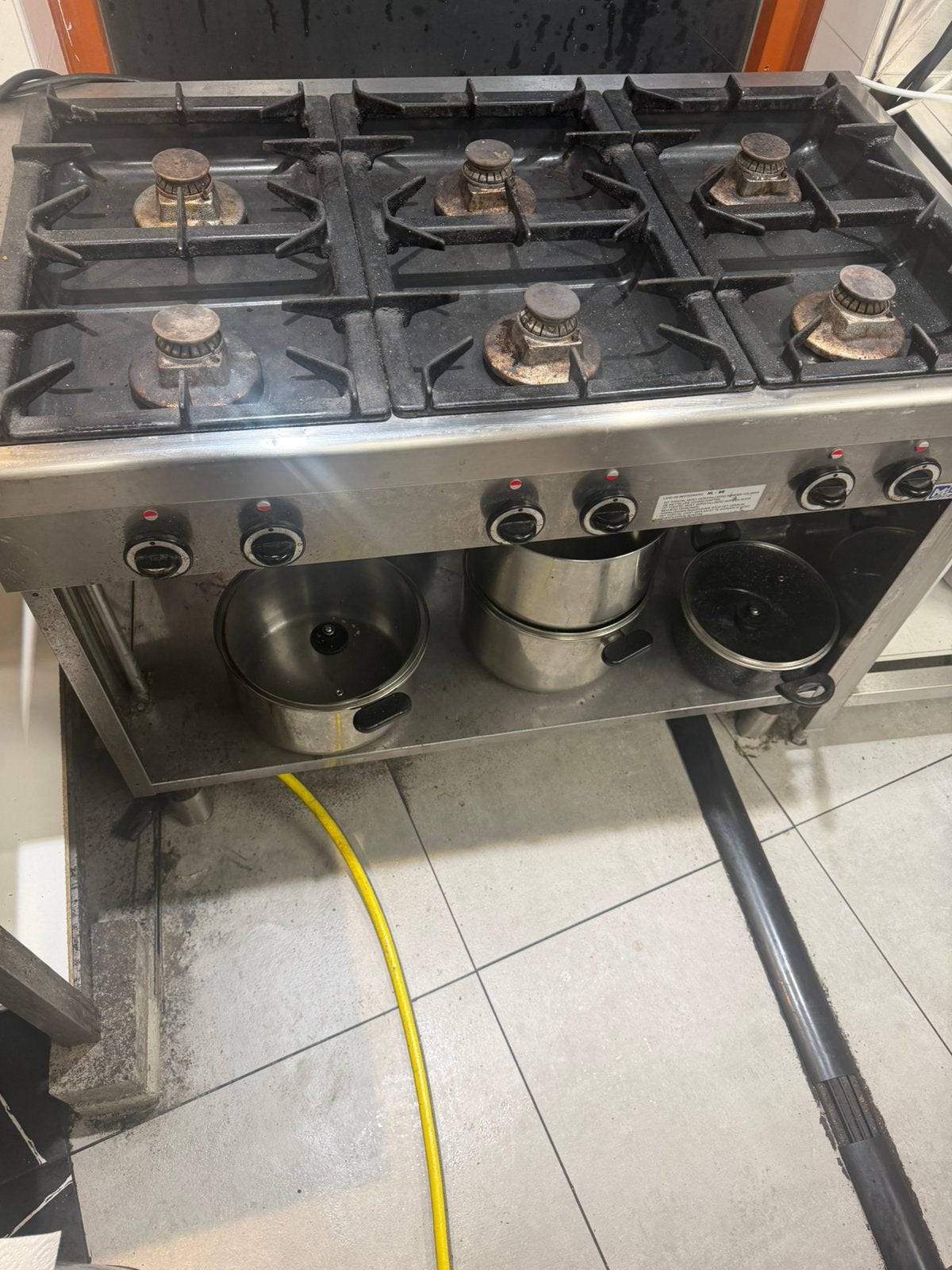 Modular 6 pits horeca gasfornuis RVS met onderstel 110 cm, Witgoed en Apparatuur, Ophalen, 60 cm of meer, Zo goed als nieuw, Gas