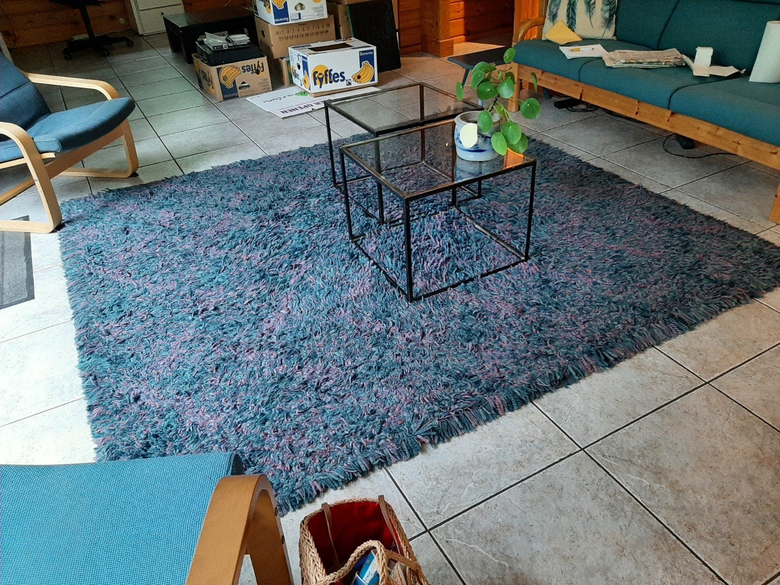 Hoogpolig wollen kleed 220x220 cm, Ophalen, Gebruikt, Vierkant, 200 cm of meer
