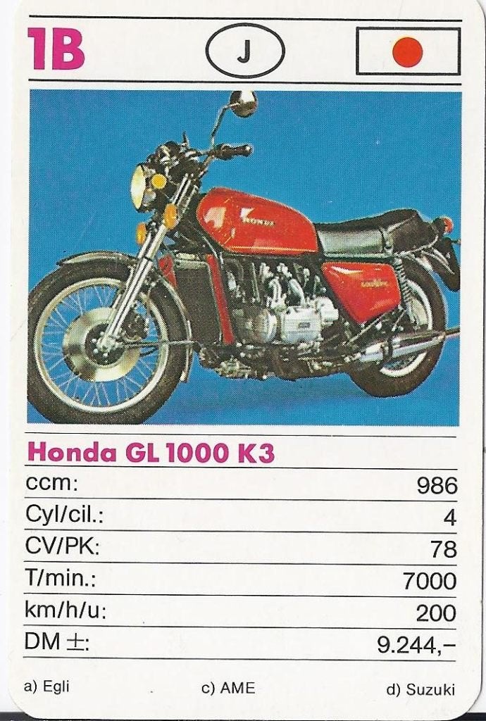 Kw2778 motorkaartje 1b honda gl 1000, Ophalen of Verzenden, Zo goed als nieuw, Motoren