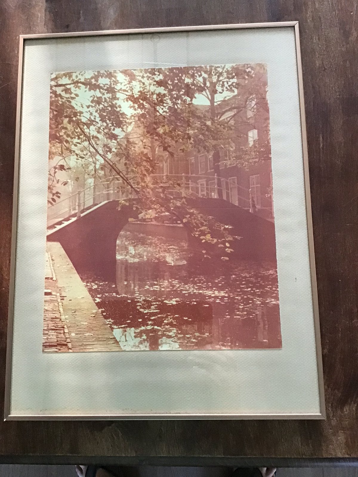 Mooie ingelijste foto van het Rapenburg Leiden, Ophalen, Zo goed als nieuw