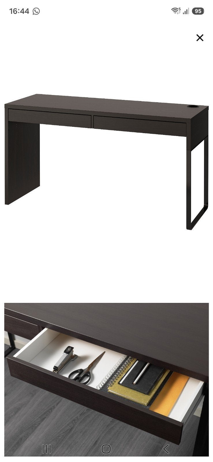 IKEA Micke bureau 142x50 cm - Donkerbruin, Ophalen, Gebruikt, Spaanplaat of MDF, 50 cm