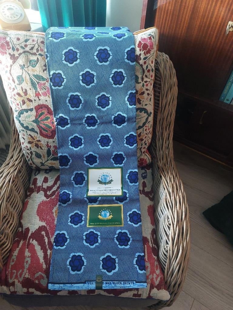 Afrikaanse wax, Overige materialen, Blauw, 120 cm of meer, Ophalen of Verzenden
