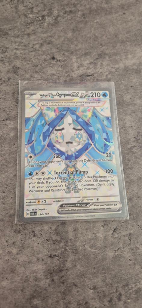 Wellspring Mask Ogerpon ex 194/167 Pokémon kaart, Ophalen of Verzenden, Zo goed als nieuw, Losse kaart