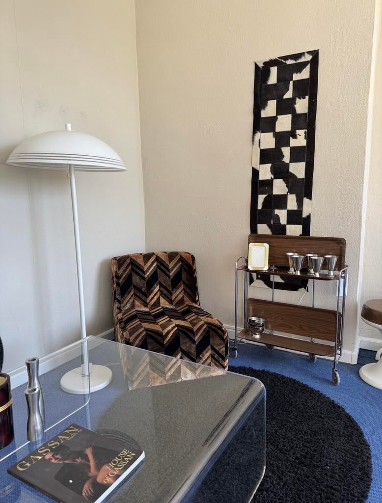 Vintage fauteuil met zigzag patroon, Huis en Inrichting, Fauteuils, Ophalen, Mid century, Minder dan 75 cm, Zo goed als nieuw