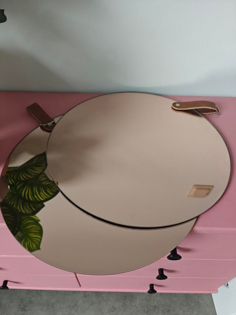 2x VT Wonen spiegel Ø35cm, Huis en Inrichting, Woonaccessoires | Spiegels, Ophalen, Minder dan 50 cm, Rond, Zo goed als nieuw