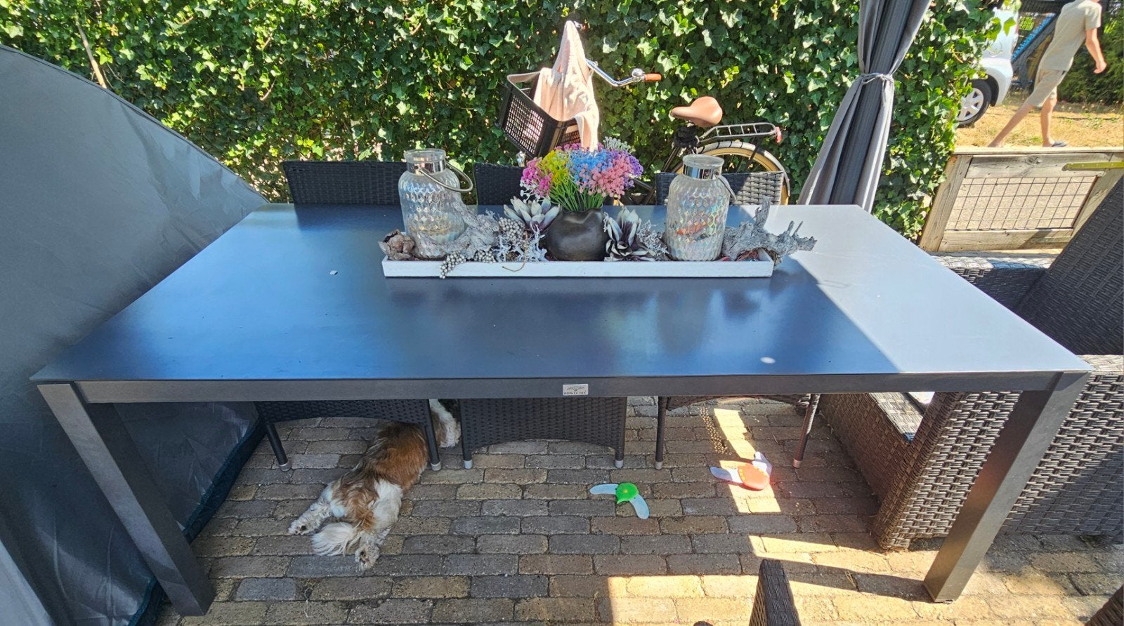 Grote grijze tuintafel 200x100 cm, Tuin en Terras, Ophalen, Gebruikt, Rechthoekig