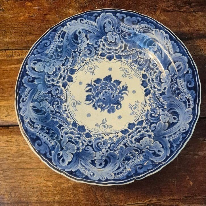 Beschadigd Delfts blauw wandbord Royal Delft, 41 cm, Ophalen