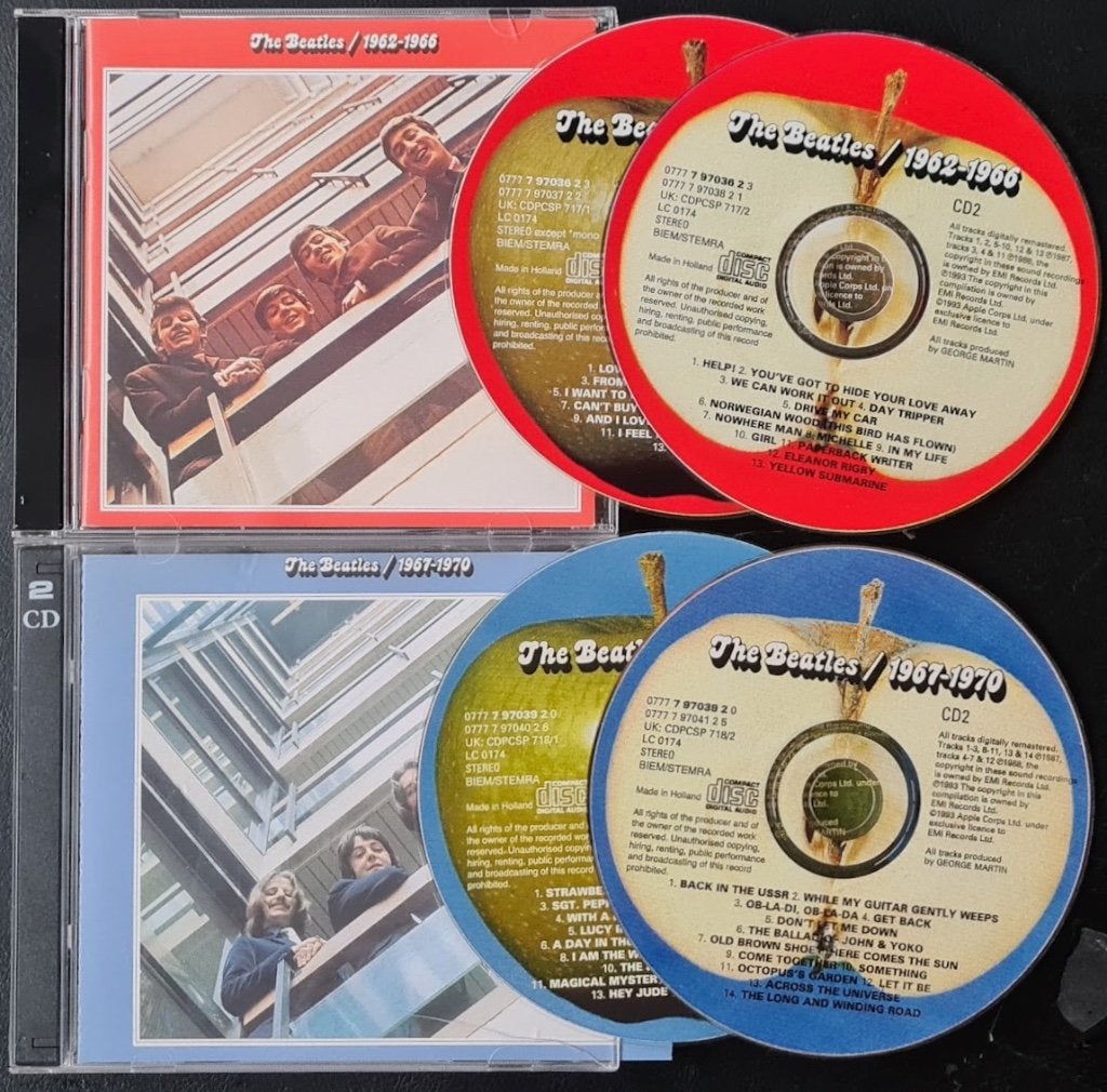 BEATLES - 1962-1966 (Red) & 1966-1970 (Blue) ( 4 CDs ), Ophalen of Verzenden, Zo goed als nieuw, Classic Rock