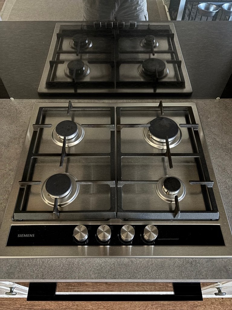 Siemens RVS gas/kooktoestel inbouw 60cm, Ophalen, 4 kookzones, Zo goed als nieuw, Inbouw