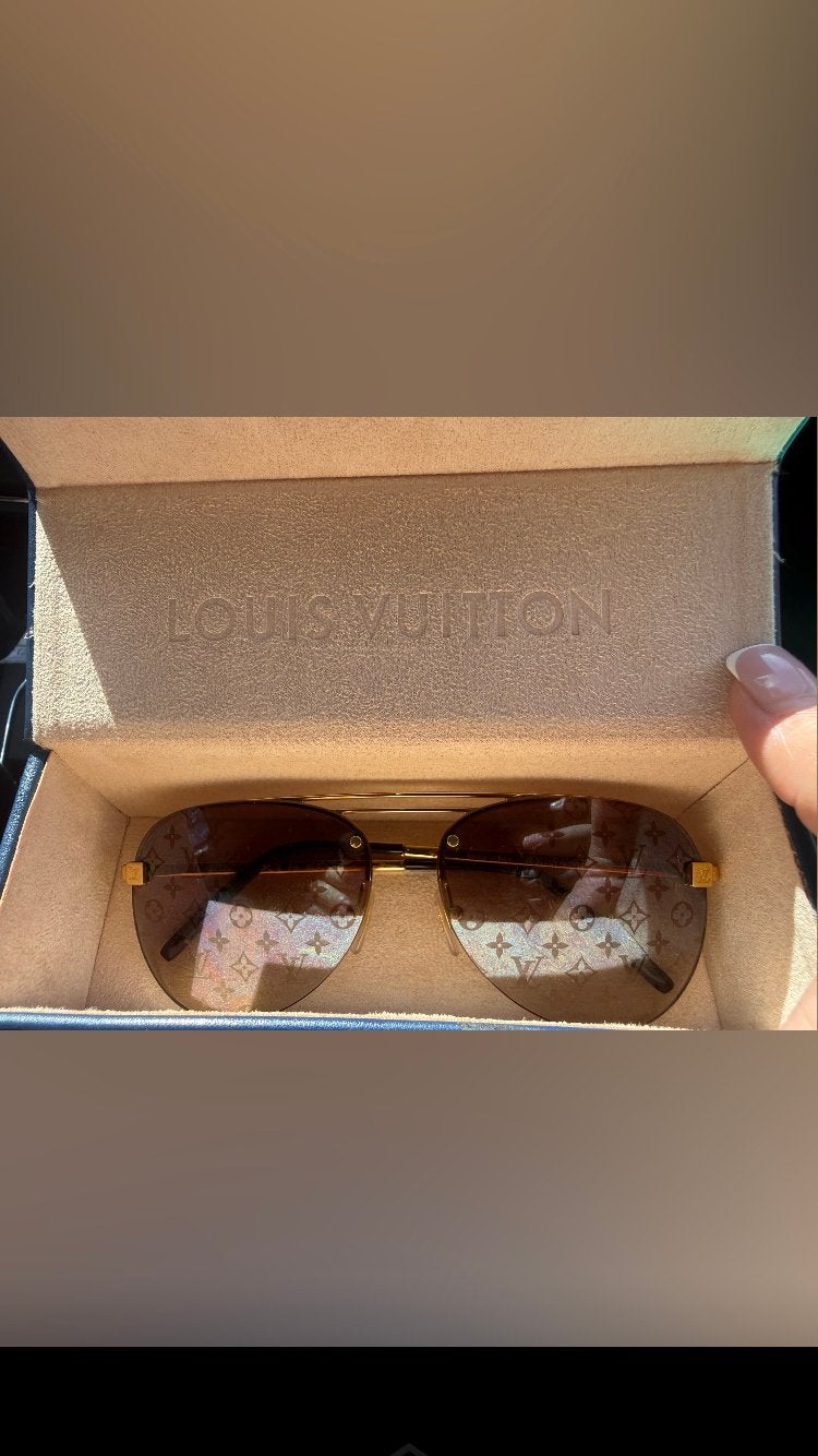 Louis Vuitton Zonnebril clockwise gold, Ophalen, Zo goed als nieuw, Bruin, Zonnebril