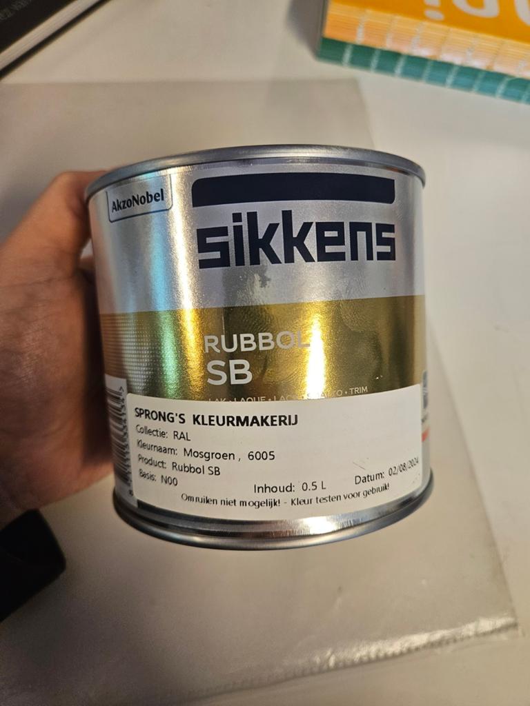 Sikkens Rubbol SB Lak Mosgroen 6005 - 0.5L, Nieuw, Ophalen of Verzenden, Lak, Minder dan 5 liter