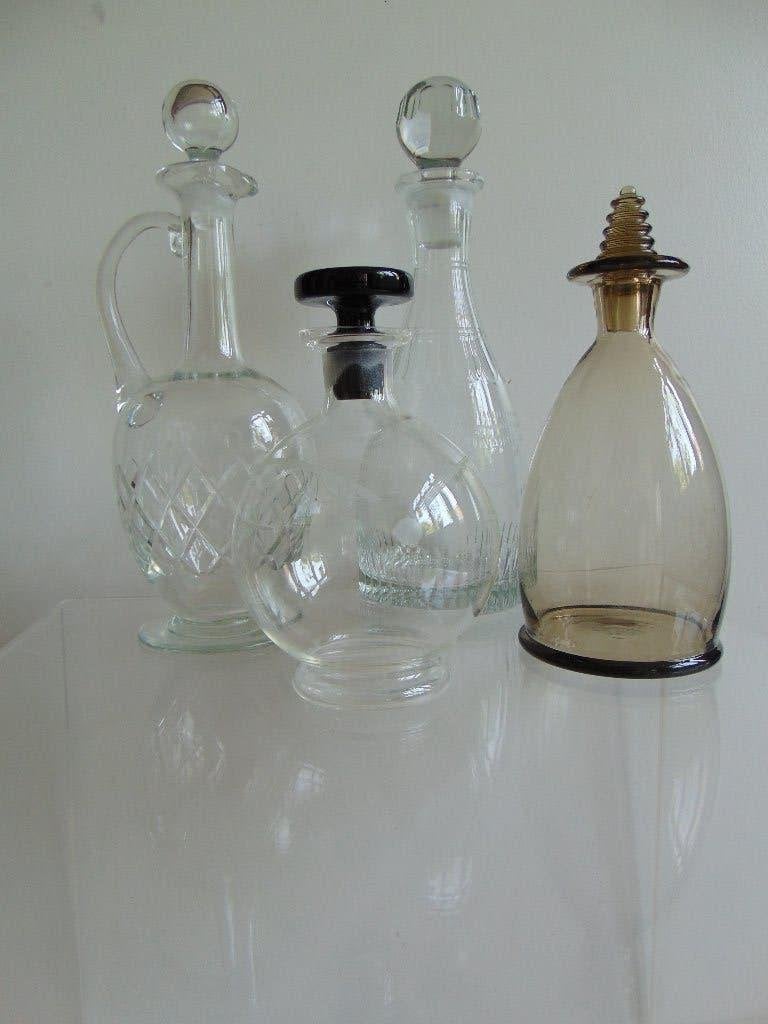 Lot van 4 likeurkaraffen, Antiek en Kunst, Ophalen of Verzenden