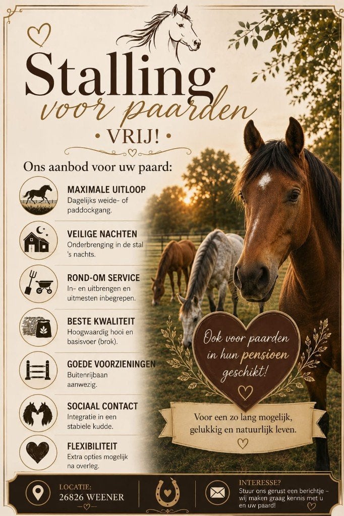 Stalling paard of pony vrij!!, Stalling, 1 paard of pony