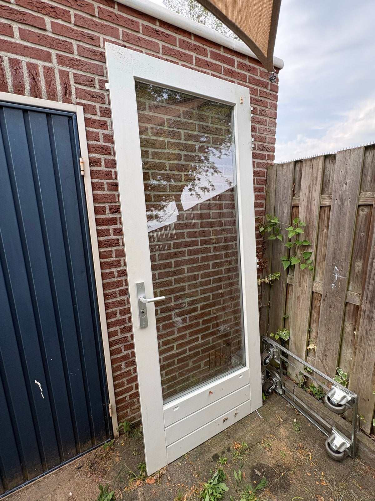 Gebruikte buitendeur met glas, Ophalen, 80 tot 100 cm, 215 cm of meer, Hout