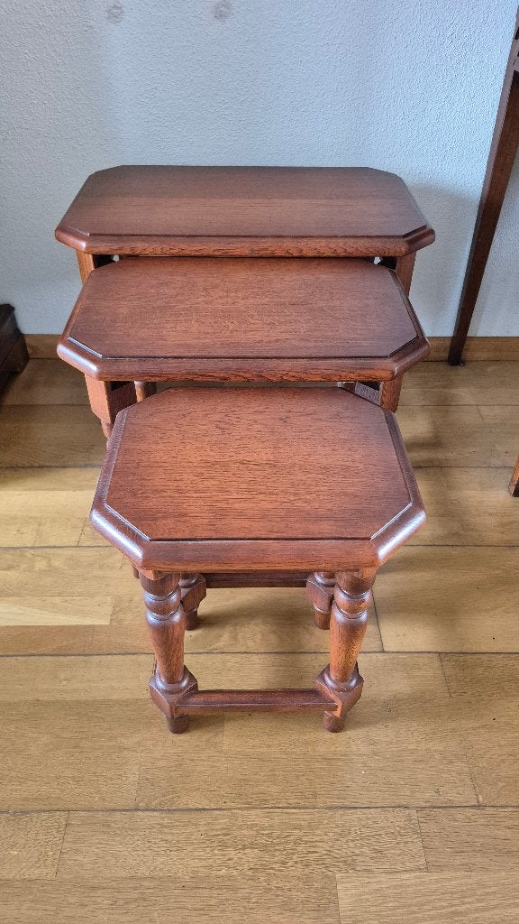 Set van 3 vintage rechthoekige bijzettafeltjes, Ophalen, Minder dan 45 cm, Gebruikt, 55 tot 75 cm