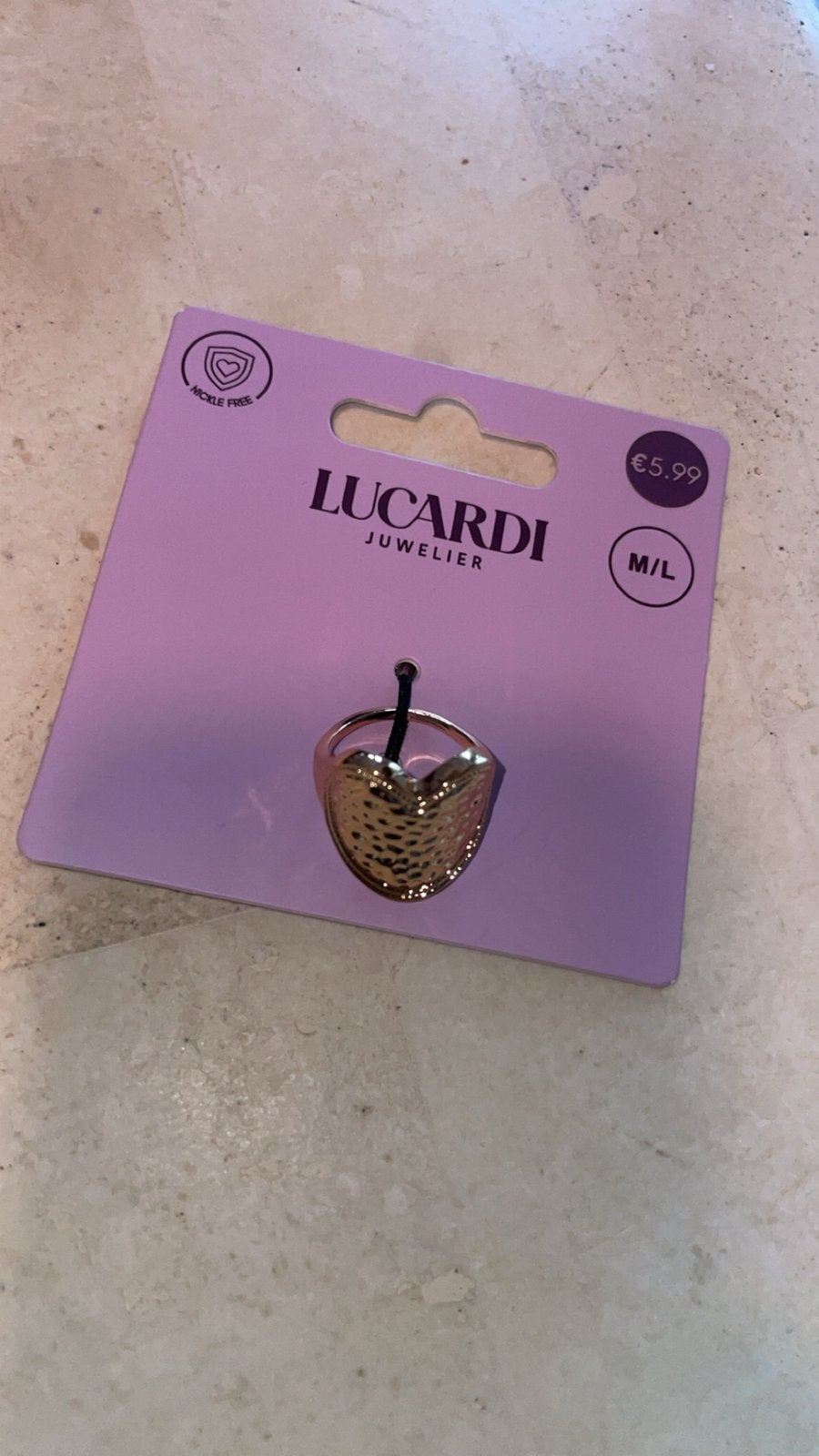 Lucardi Gouden Ring met Hartvormig Design - Maat M/L, Sieraden, Tassen en Uiterlijk, Ringen, Nieuw, Ophalen of Verzenden, Dame