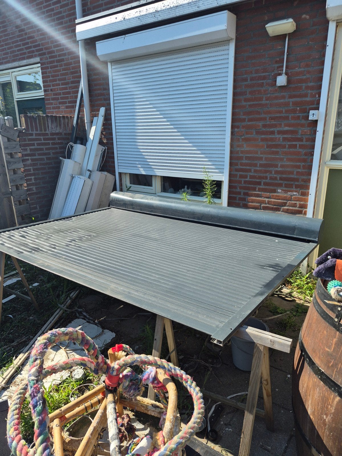 Gebruikt elektrisch antraciet rolluik met Somfy motor, Ophalen, Gebruikt, Overige kleuren, 200 cm of meer