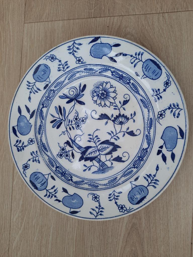Oud bordje porselein Zwiebelmuster blauw wit, Ophalen of Verzenden
