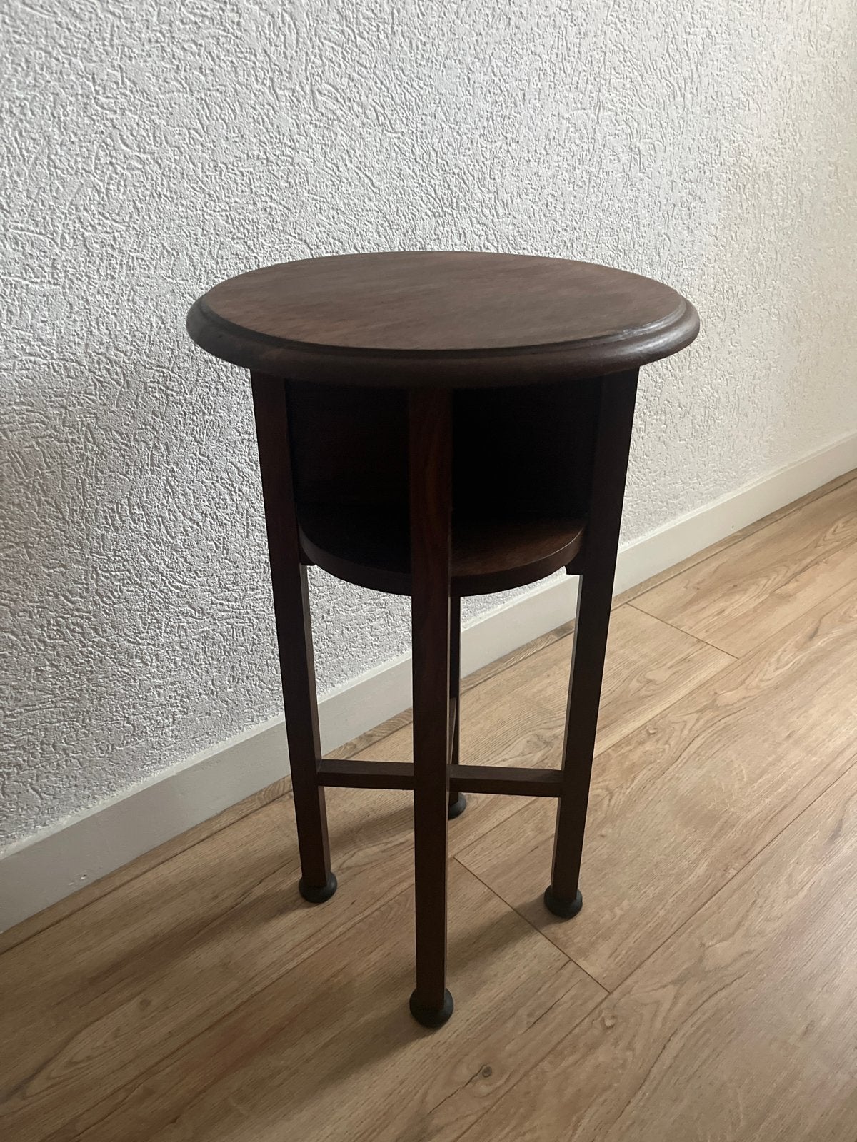 Vintage houten bijzettafel met ronde bladen, Antiek en Kunst, Ophalen