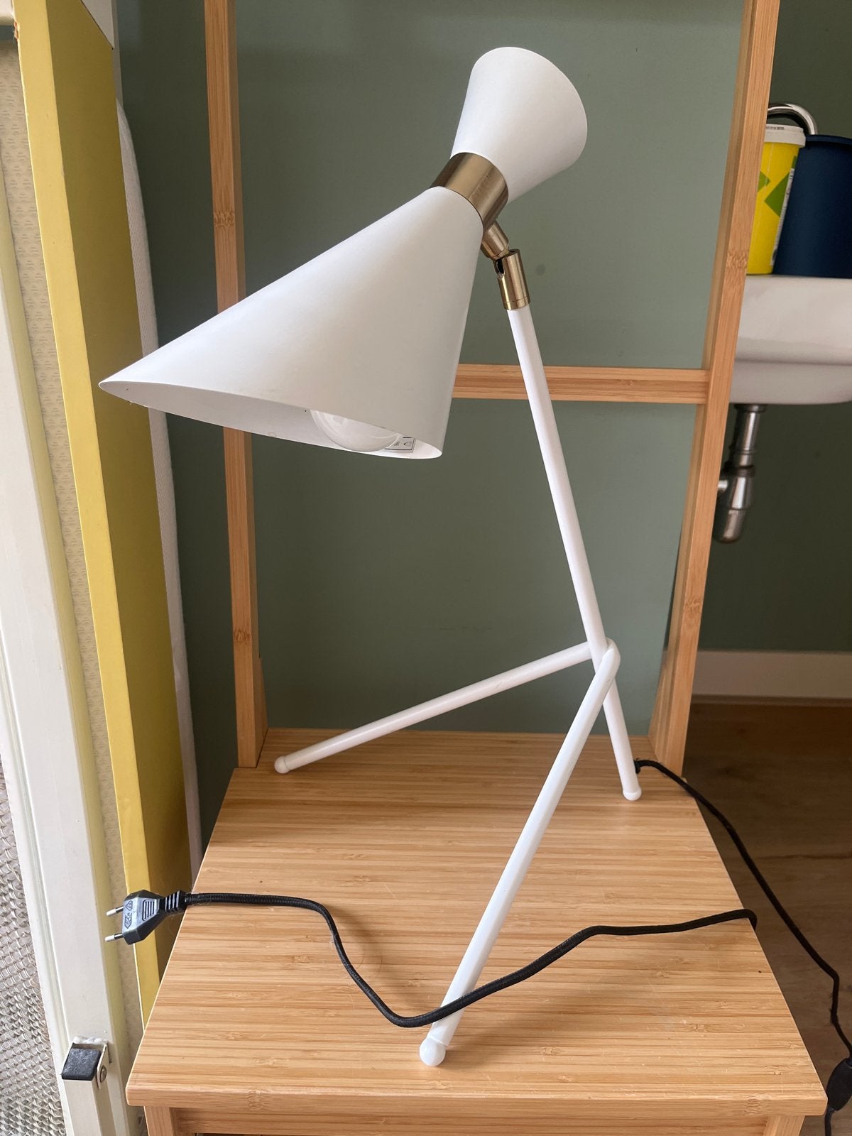 Witte vintagelook diabololamp, Ophalen of Verzenden, Gebruikt, Metaal, 50 tot 75 cm