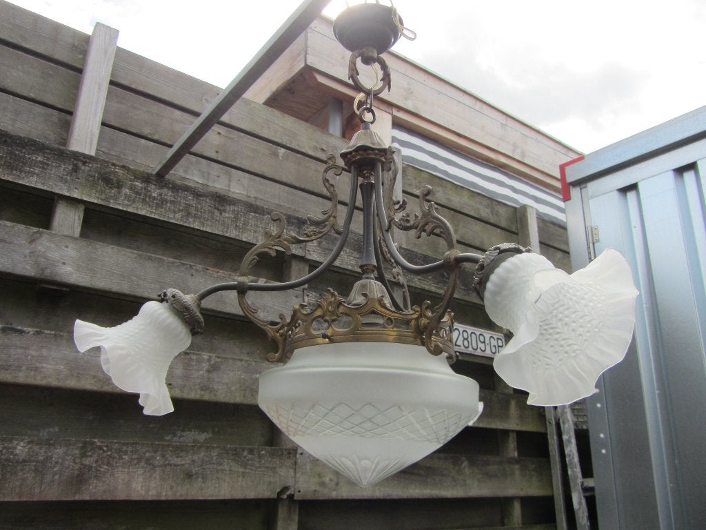 ZEER MOOIE ANTIEKE ART DECO LAMP/KROONLUCHTER, Ophalen