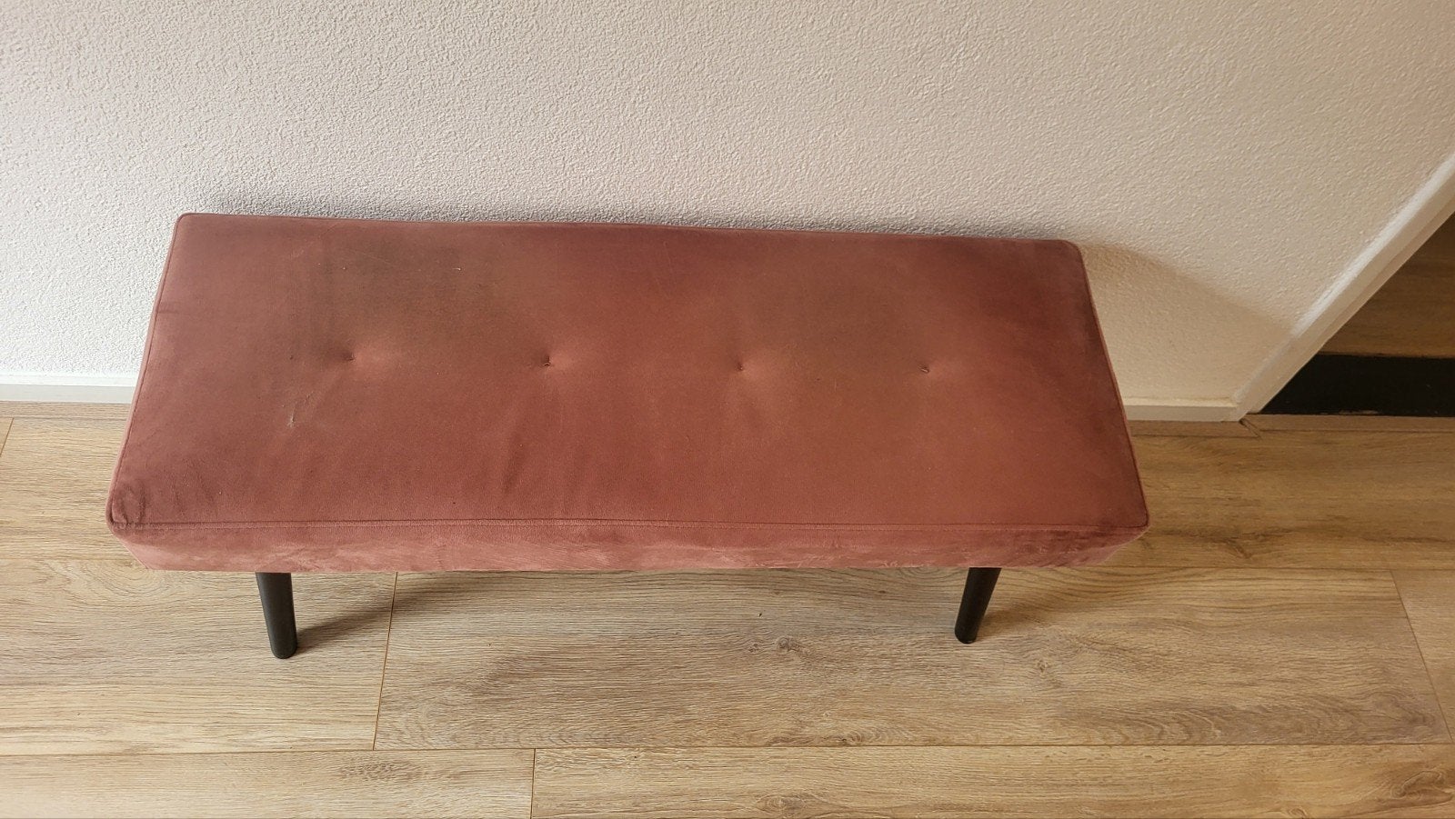 Roze velours bankje - Zo goed als nieuw, Ophalen of Verzenden, Zo goed als nieuw, Stof