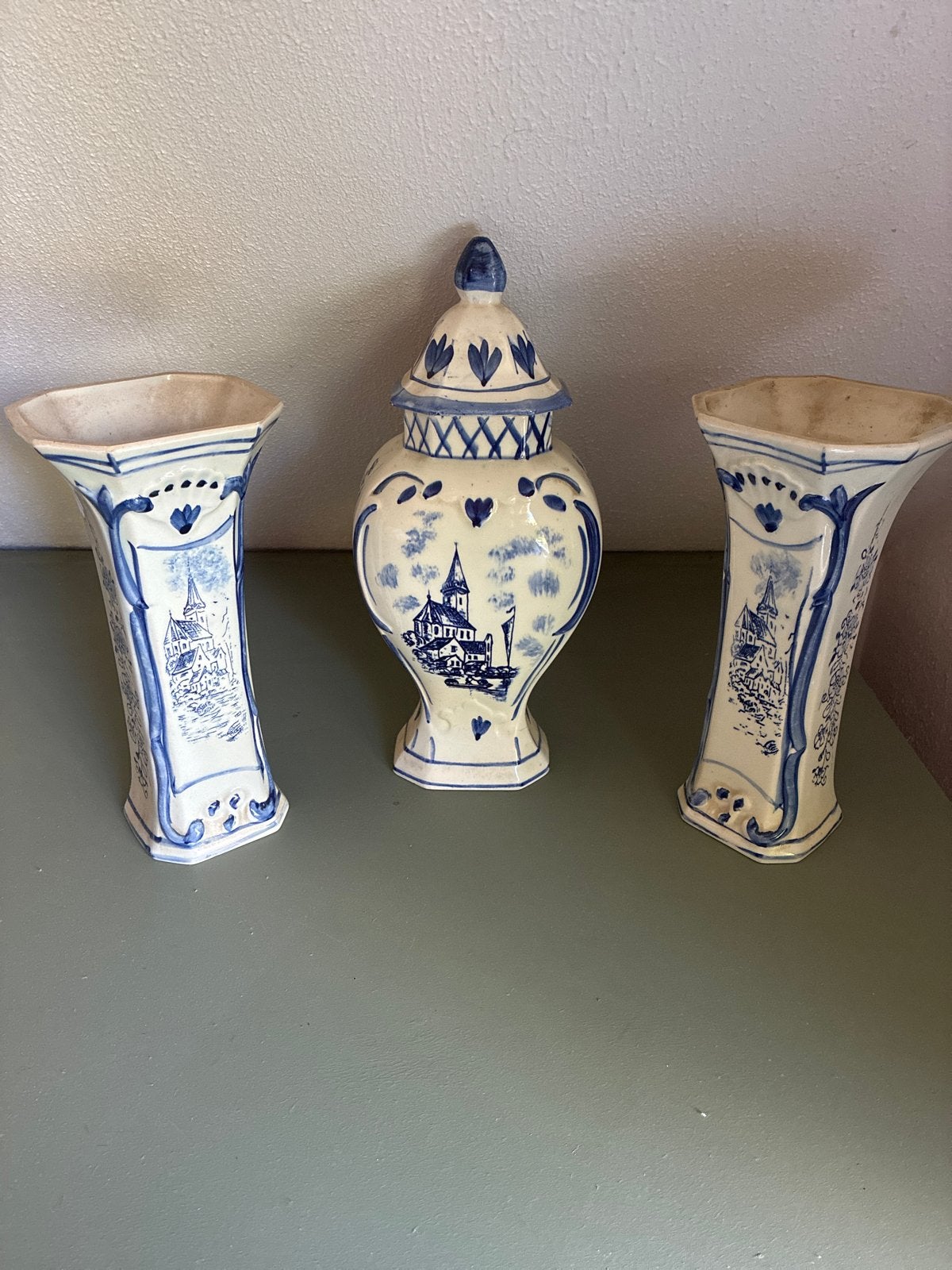 Delfts Blauw Vazen en Pot Set - Handbeschilderd, Ophalen of Verzenden