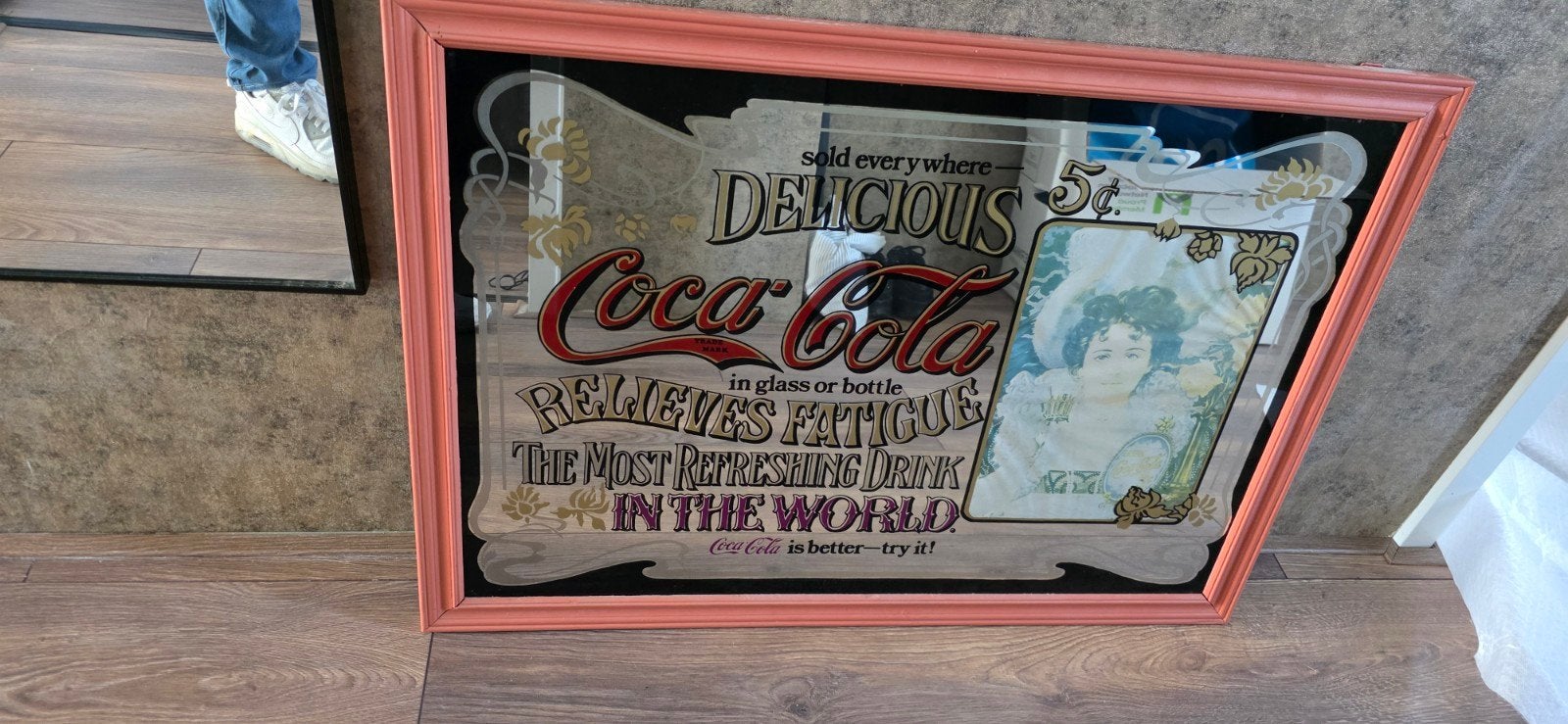 Vintage Coca-Cola spiegel - 'Delicious and Refreshing', Ophalen