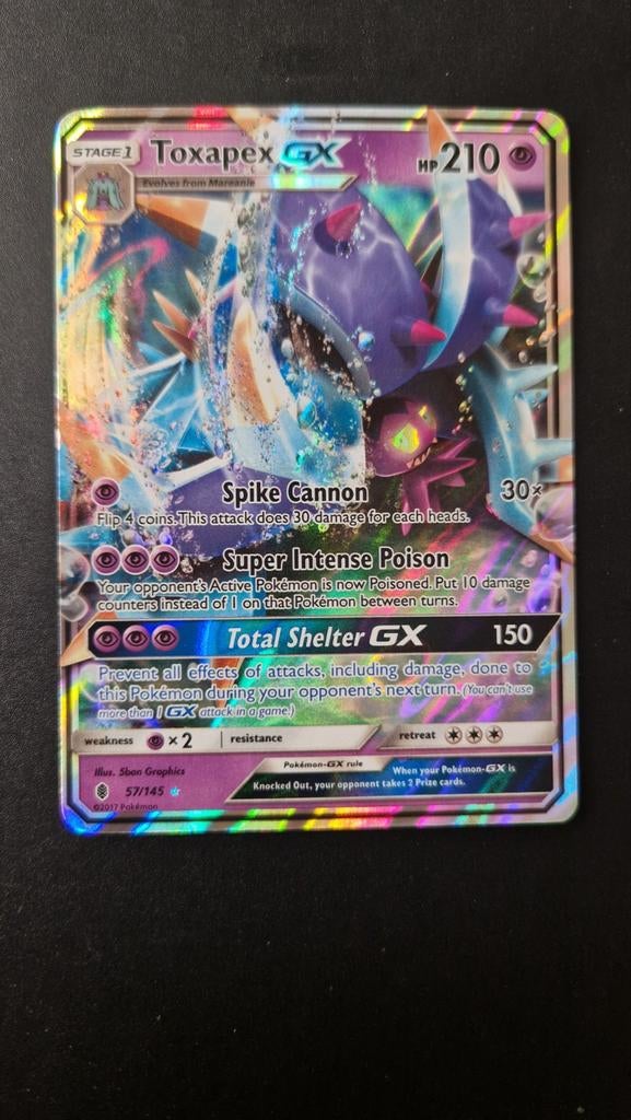 Toxapex GX 57/145 Guardians Rising Pokemon, Ophalen of Verzenden, Zo goed als nieuw, Losse kaart