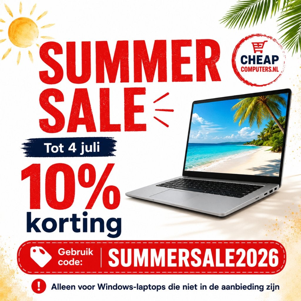 Sale bij Cheapcomputers – 10% korting op Windows-laptops, Qwerty, Cheapcomputers, Intel, Refurbished