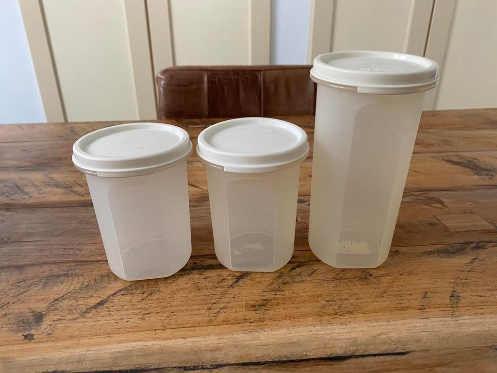 Tupperware bussen met deksels ruimtebespaarders, Ophalen of Verzenden, Wit, Overige typen
