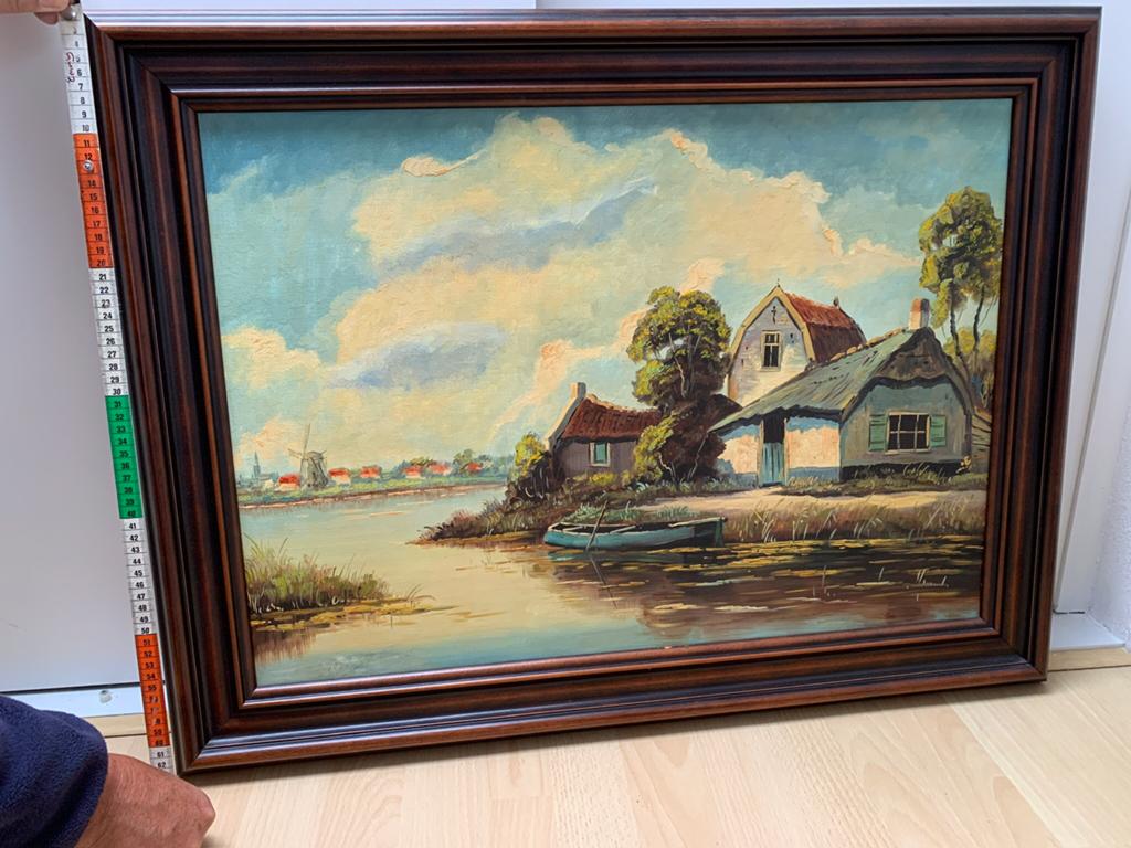 Let op! Olieverfschilderij Hollands Landschap, Ophalen of Verzenden