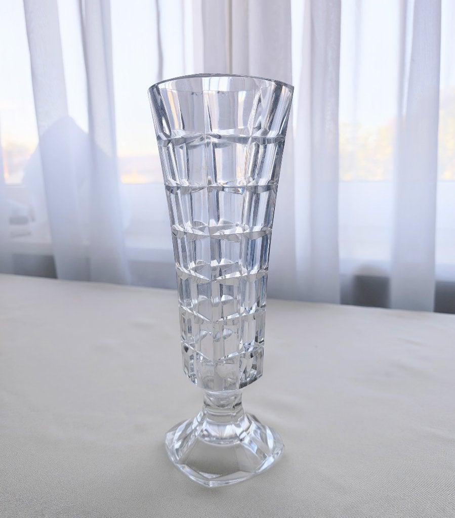 Vintage Franse Kristallen Vaas – Cristal d'Arques, Overige materialen, Gebruikt, Ophalen of Verzenden, Geschikt voor droogbloemen