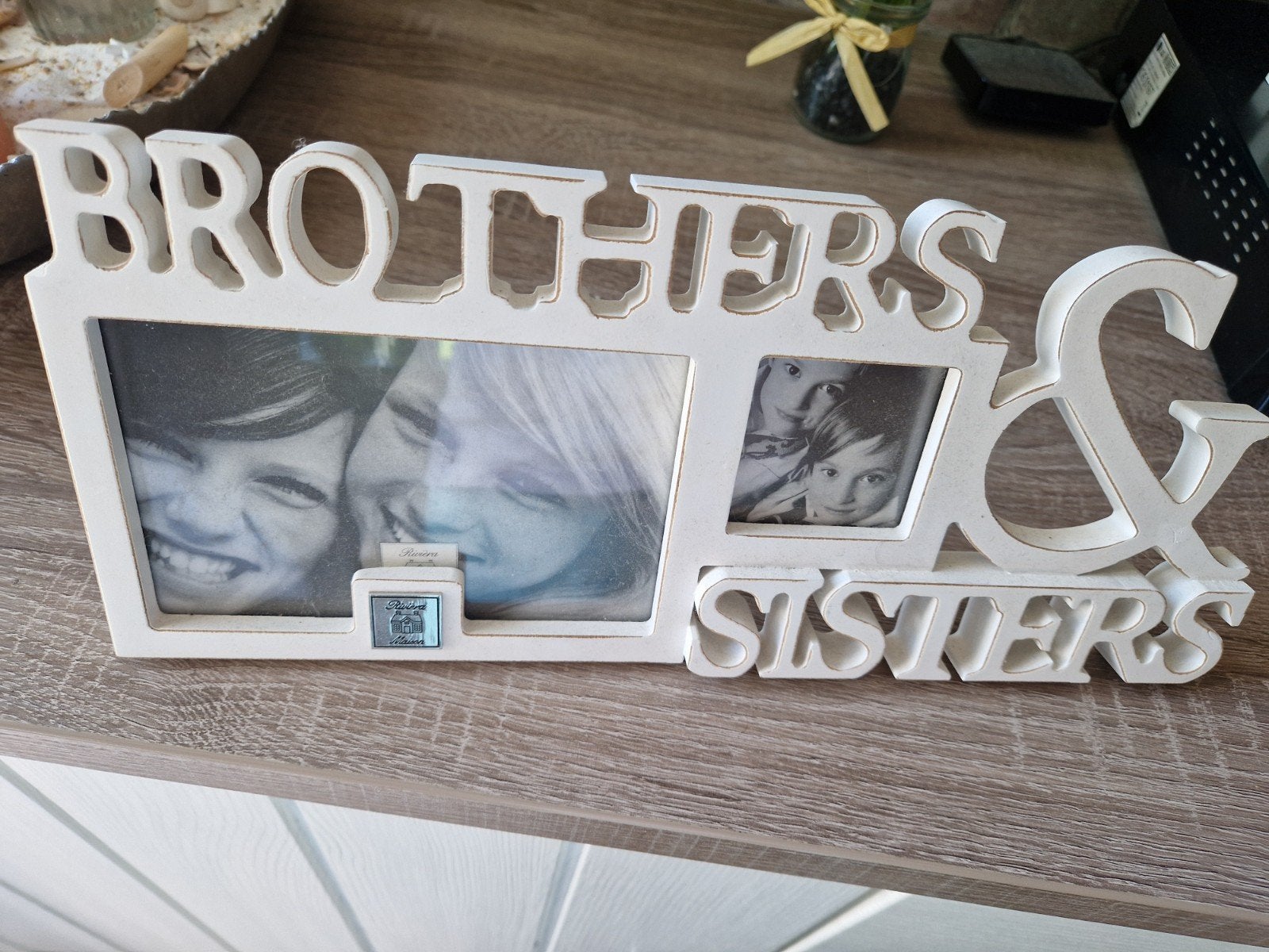 Mooi fotolijstje van Riviera Maison - 'Brothers & Sisters', Ophalen, Gebruikt, Fotolijst, Wit